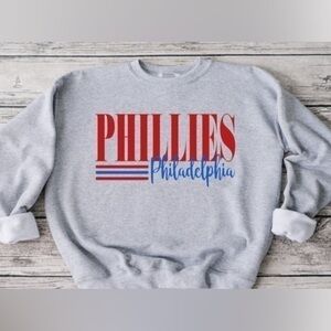 Phillies Striped Crewneck- gray